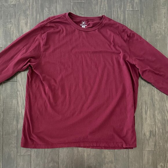 Red XXL George Long Sleeve Tee Shirt  100% Cotton - Picture 5 of 9